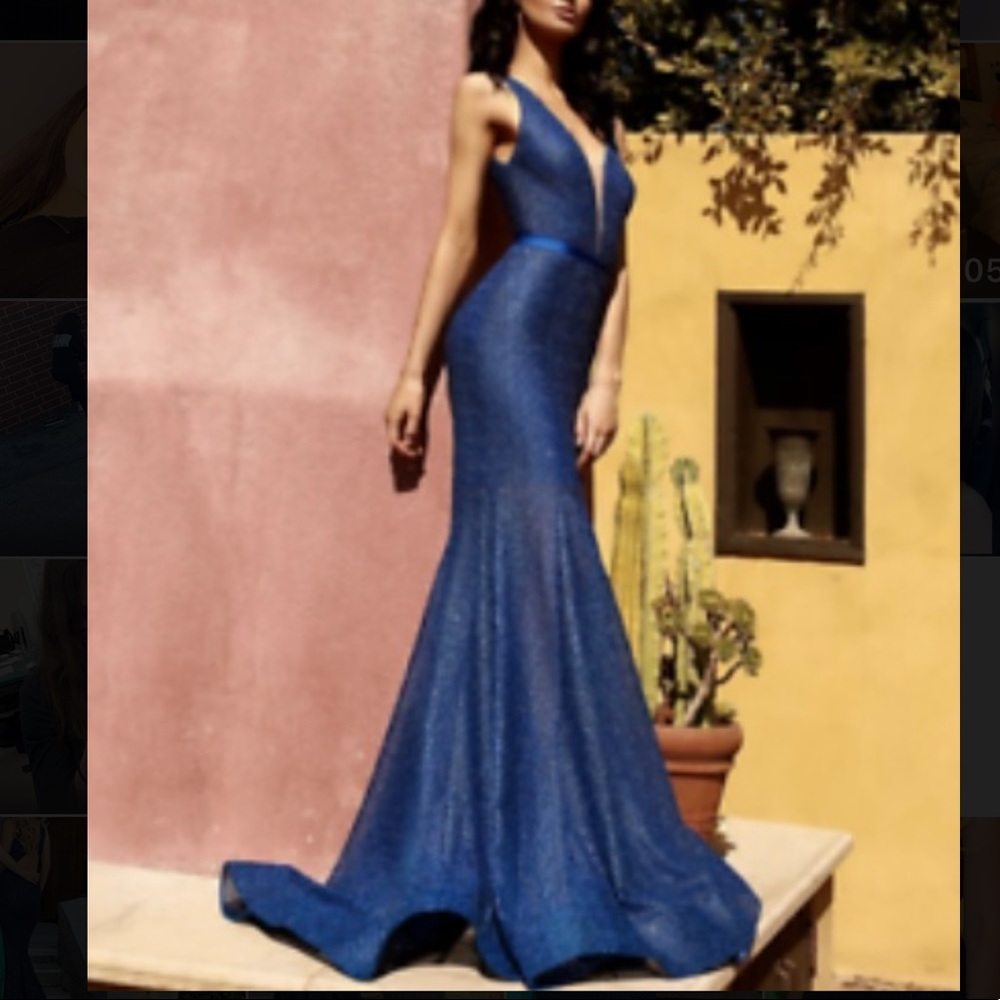 Navy Blue Nicole Bakti Evening Dress Style #6770